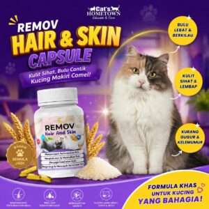 REMOV HAIR AND SKIN 30 CAPSULE | MELEBATKAN BULU SI KUCING